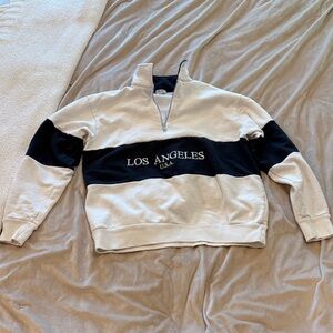 Brandy Melville USA Navy and White Sweater